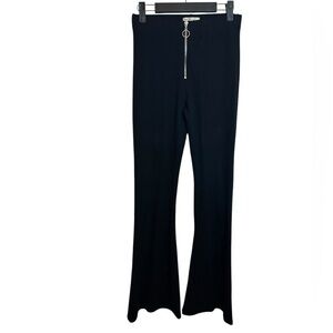 Str Black High Waisted Zip Front Flare Pants